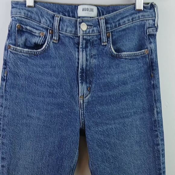 AGOLDE SZ 25 Merrel Mid Rise Straight Jean Color: Cinema Blue/Medium Indigo - Picture 3 of 6